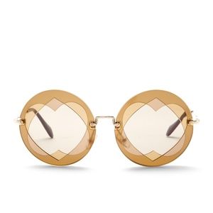 MIU MIU Layered Round Double Heart Gold Sunglasses